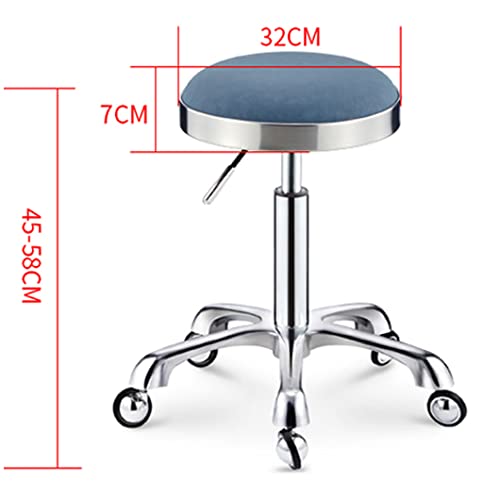 Load-Bearing 440 Ib Round Rolling Stool with Wheels, Gold Heavy Duty PU Leather Swivel Height Adjustable Shop Work Stool with Mute Wheels,Massage Beauty Stools Black