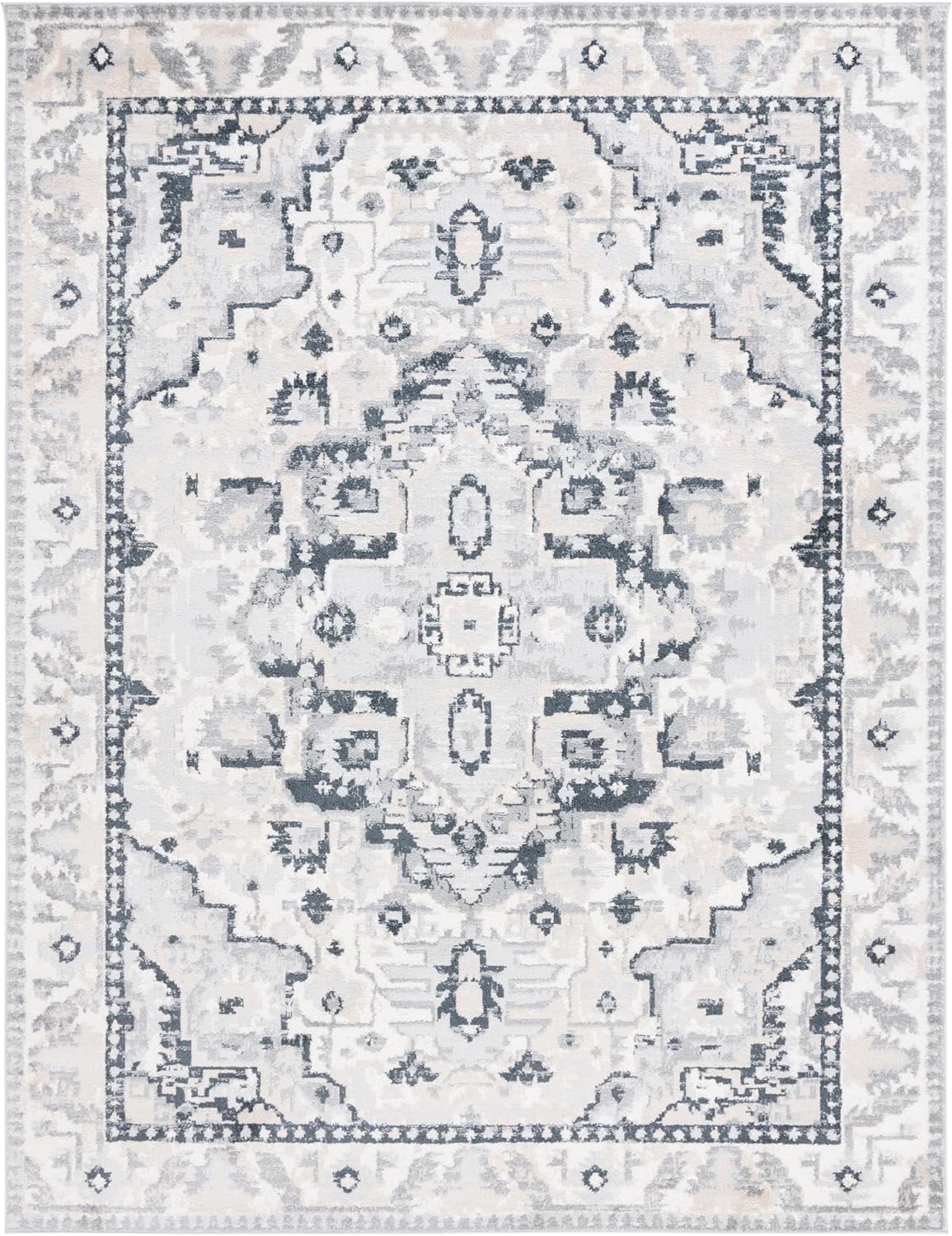 SAFAVIEH Layla Collection Area Rug - 9' x 12', Ivory Grey & Charcoal, Shabby Chic Design, Non-Shedding & Easy Care, Ideal for High Traffic Areas in Living Room, Bedroom, Dining (LAY107A-9)