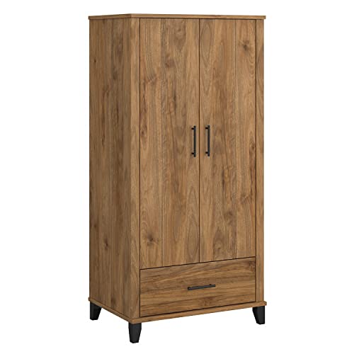 Bush Furniture Somerset Tall Storage Cabinet with Doors and Drawer in Ash Gray