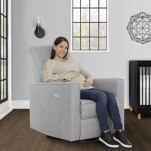 Evolur Harlow Deluxe Upholstered Plush Seating Glider Swivel, Power Recliner with USB Port + Frida Baby Medi Frida The Accu-Dose Pacifier Baby Medicine Dispenser