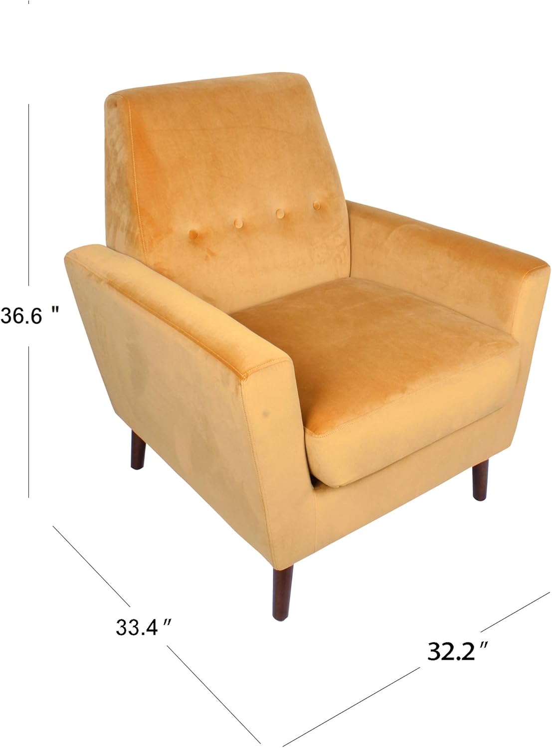 Kaufmann Mid Century Modern Accent Chair with Button Tufting, Yellow