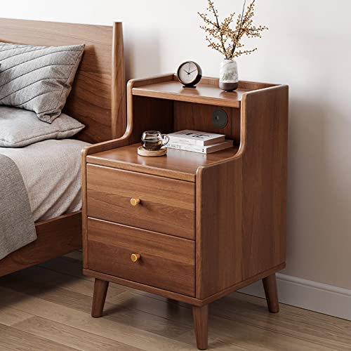Modern Nightstand with 2 Drawers and Open Shelf - Sturdy and Multifunctional Side Table for Bedrooms, Living Rooms and Small Spaces (Size : Length:30cm/12in)