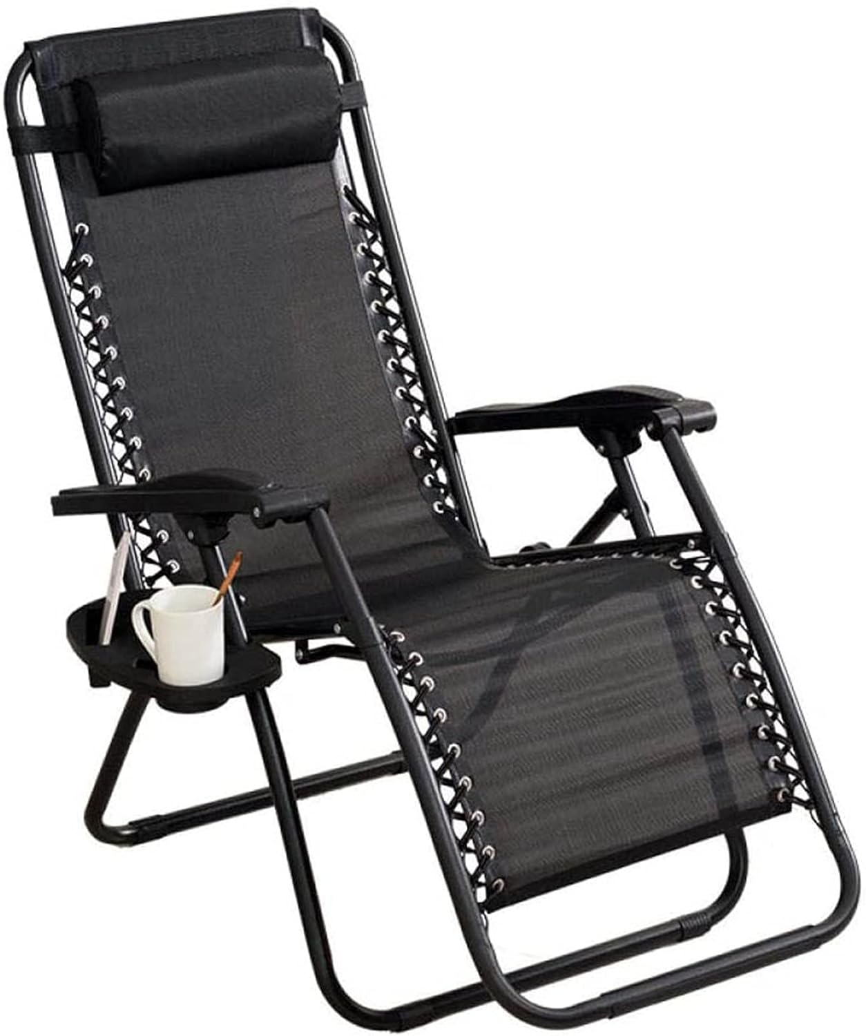 Outdoor Relax Chair,Outdoor Folding Sun Lounger for Lunch with Cup Holder, Zero Gravity Terrace Folding Desk Beach Lounger