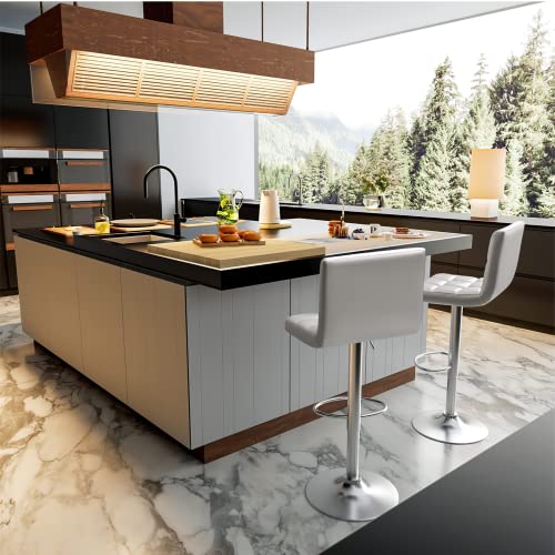 Homall Bar Stools Modern PU Leather Adjustable Swivel Barstools, Armless Hydraulic Kitchen Counter Bar Stool Extra Height Square Island Barstool with Back Set of 4 (Leather, Black 4 Pcs)