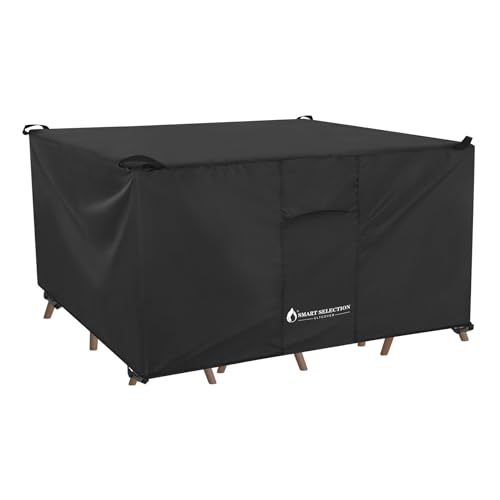 ULTCOVER Smart Selection Waterproof & UV Protection Patio Furniture Cover fit Outdoor Rectangular Table with Chairs Set 124x72 inches