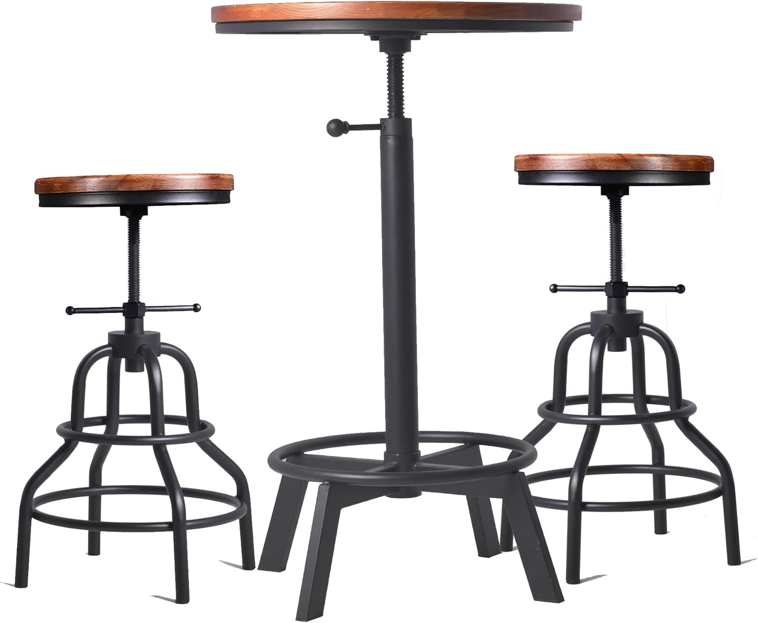 LOKKHAN 3-Piece Table & Chairs Set for Pub Bar Party Bistro Breakfast, 1 Round Table (30