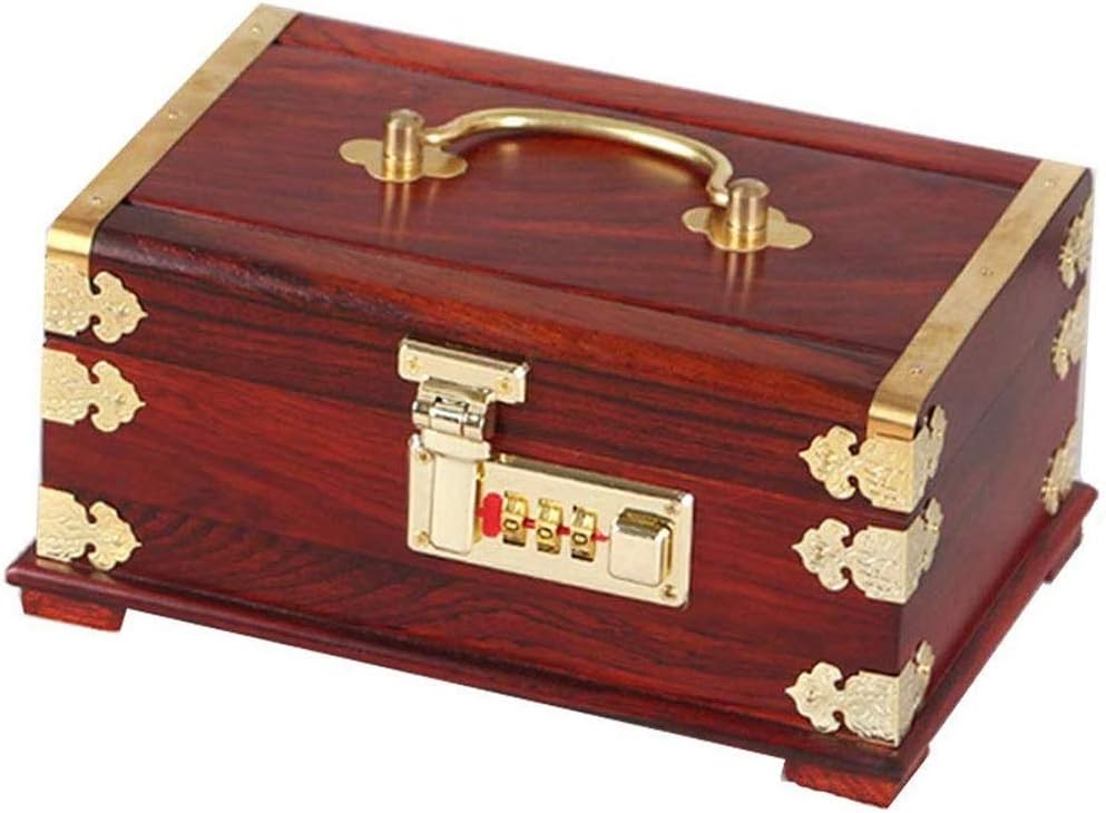 Real Wood/Wooden Jewelry Box Case Jewelry Organizer Box Jewelry Box Password Lock Storage Box for Ring Bracelet Vintage Portable Antique Versatile Showcase for Wedding Engagement