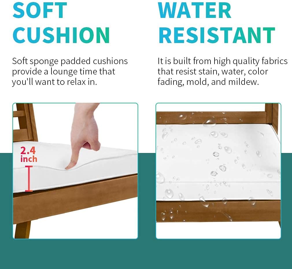 Acacia Wood 3 Piece Patio Bistro Sets Conversation Set Patio Furniture Porch Table and Chairs Set of 2 with Water Resistant Cushions for Balcony Poolside,Patio, Garden, Backyard, (BHP-3625-Nature)