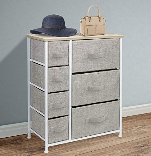 Sorbus Dresser with 7 Drawers - Chest Organizer Tower Unit with Steel Frame, Wood Top, Easy Pull Fabric Bins - Storage Furniture for Bedroom, Hallway, Closet & Office Organization