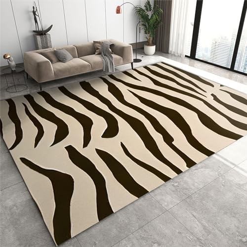 3x5 Area Rugs Black and White Zebra Stripe Animal Print Kids Play Rug, Nature-inspiration Decor Pattern Throw Rugs Bedroom Fluffy Soft for Coffee Shop Living Room Under Table Game Room