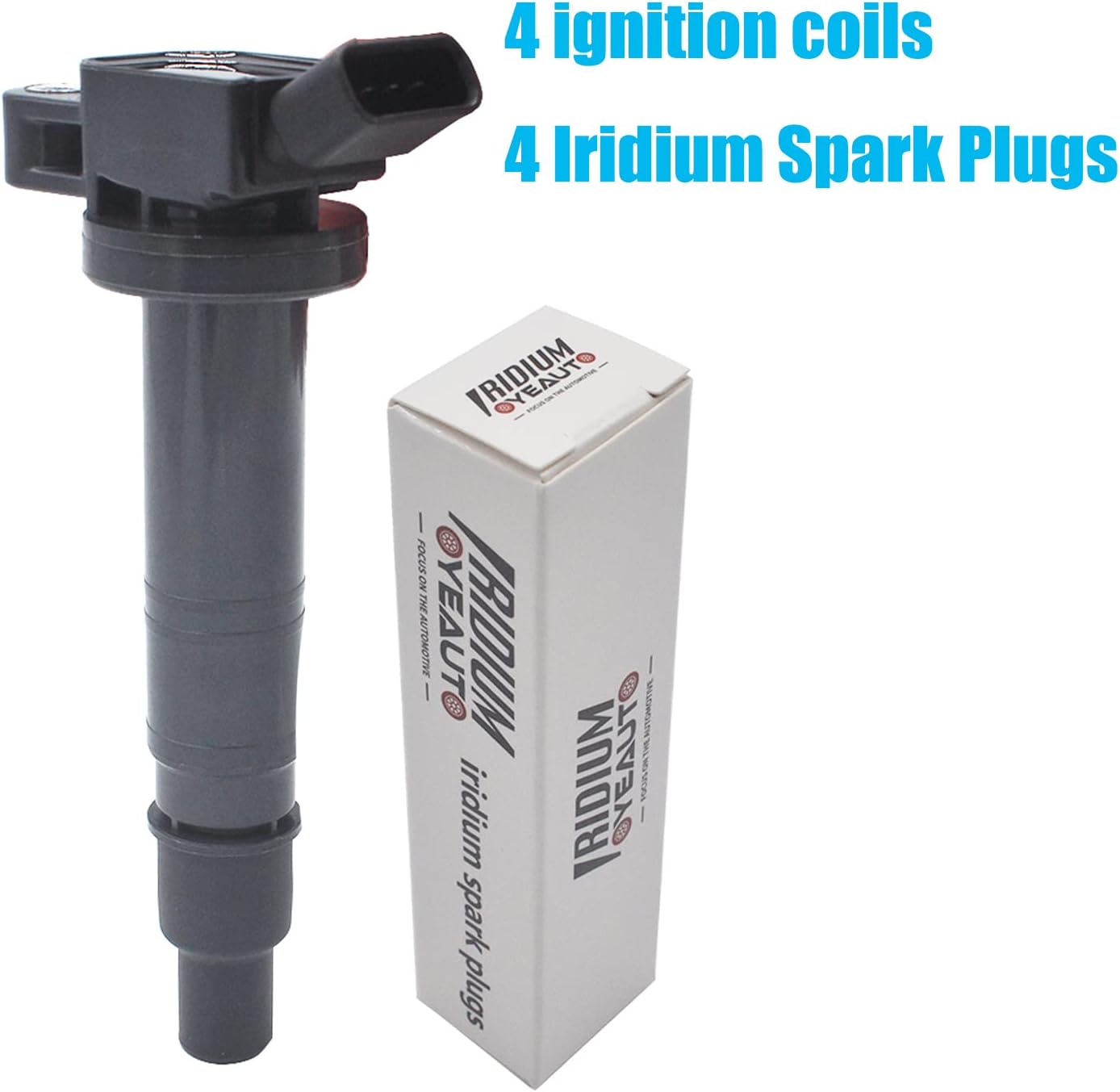 Ignition Coil Pack Iridium Spark Plug Set of 4 90919-02248 UF495 Compatible with Toyota Scion Camry Tacoma Matrix xB Hiace Solara 2.4L 2.7L L4