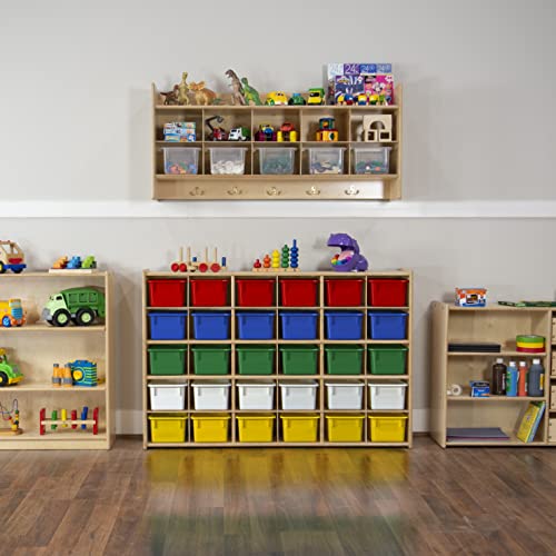Contender Kids 30-Cubby Storage Box with Assorted Pastel Bins, Storage Shelf Made of Baltic Birch Plywood, Triple Coated UV-Tuff Gloss Finish Storage Cabinet