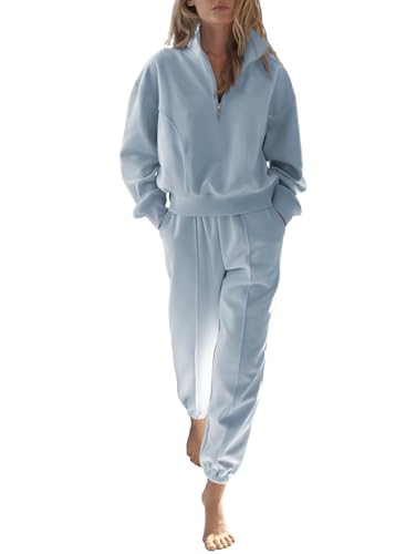 Herseas Women 2 Piece Outfits Sweatsuit Sweatshirt Sweatpants Tracksuit Sweat Lounge Matching Set 2024 Fall Trendy