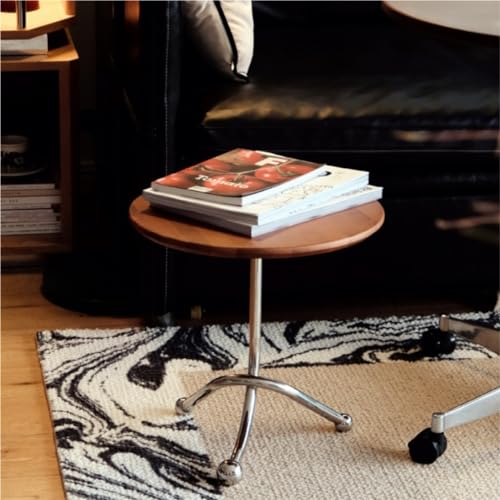 Teapot Simple Small Round Table Side Table Retro Style Small Coffee Table Living Room Wooden Sofa Corner Table Tea Pot(Color:W,Size:A) (Black A)