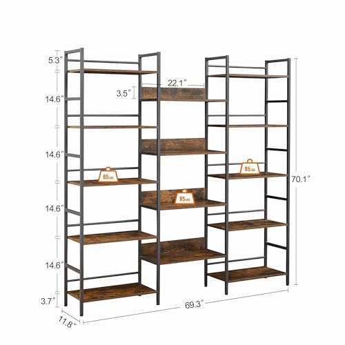 5 Tier Bookcase Home Office Open Bookshelf,Organizer Book Case,Plant Shelf Stand,70.1