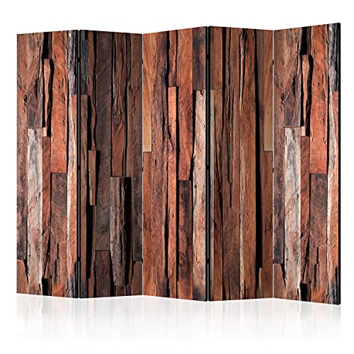 artgeist Acoustic Room Divider Faux Wood 53x68 in - Double-sided Folding Screen Print on Non-woven Canvas Acoustic Foam 3 Panel Home Office DesignWooden Planks Boards Lumber 3D f-A-0455-z-b