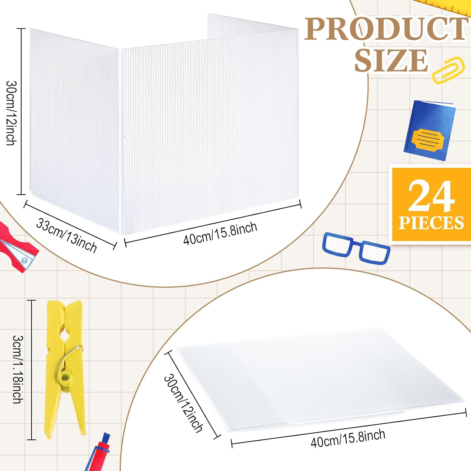 24 Sets Privacy Folders for Students Privacy Boards Desk Privacy Board School Classroom with Clips Privacy Folders Teacher Supplies Includes Labels for Student Desks