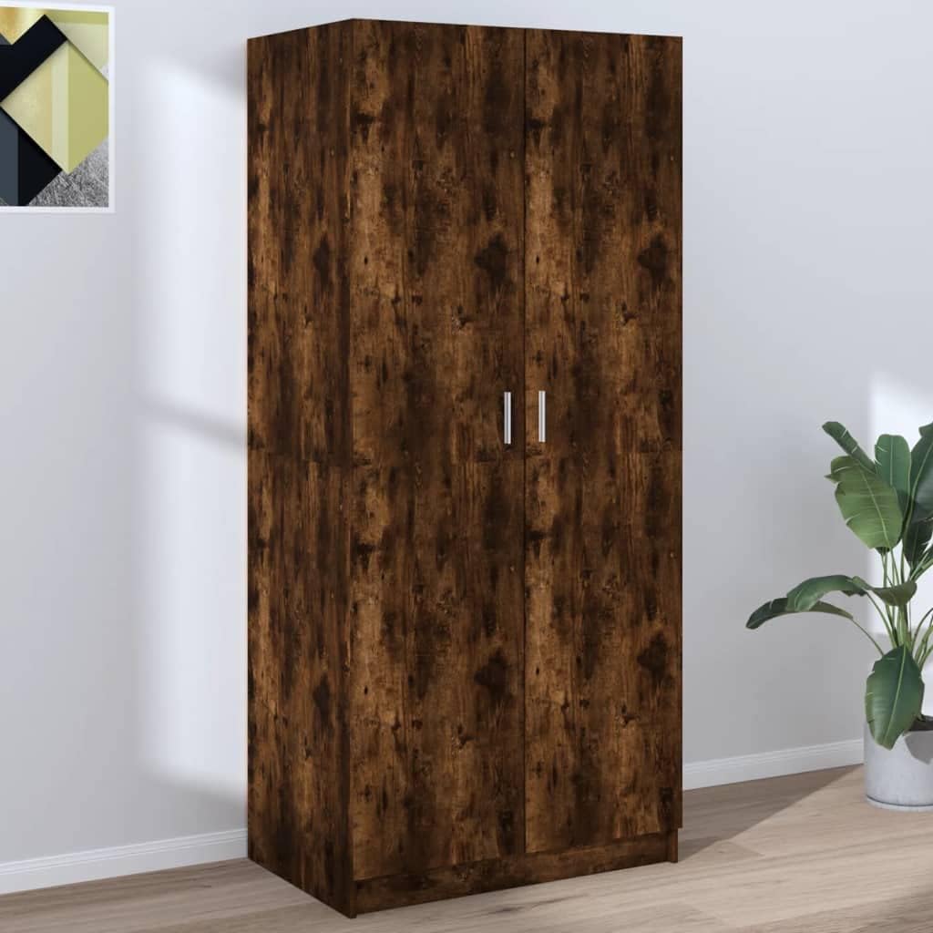 Wardrobe Smoked Oak 80x50x180 cm Engineered Wood.Cabinets & Storage,Cupboards & Wardrobes