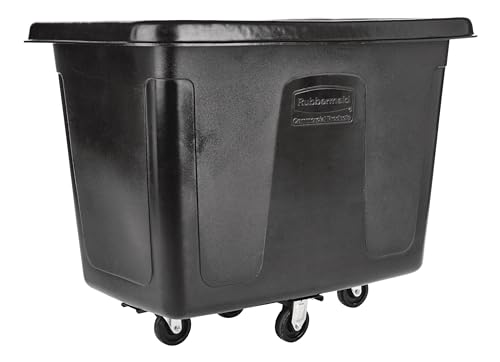 Rubbermaid Commercial Products Bulk Box Cart, 24-Inch, Black, Rolling Cart with Wheels for Trash Collection/Material Transport/Laundry Handling in Home/Office/Construction Site/Lobby/Hotel