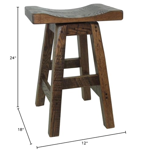 BARN Wood Saddle Swivel BAR Stool (30