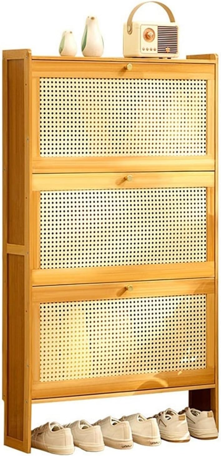 Adjustable Shoe Organizer Slim Shoe Storage Cabinet for Entryway, Shoe Organizer with Flip Drawers, Free Standing Shoe Cabinet for Closet, Hallway, Bedroom Shoe Organizer