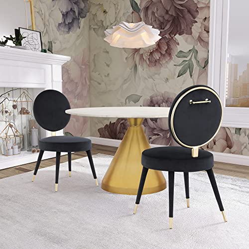 Meridian Furniture Brandy Collection Modern | Contemporary Velvet Upholstered Dining Chair with Brushed Brass Iron Legs, Set of 2, 19