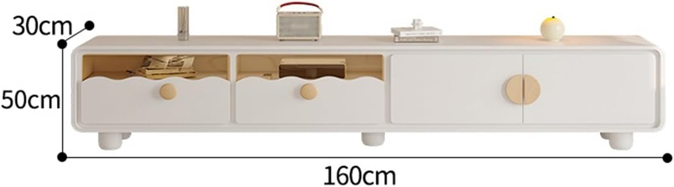 Bedroom tv Unit 2 Drawers Rounded White TV Cabinet Modern Simple Living Room Home partition Storage Space TV Cabinet