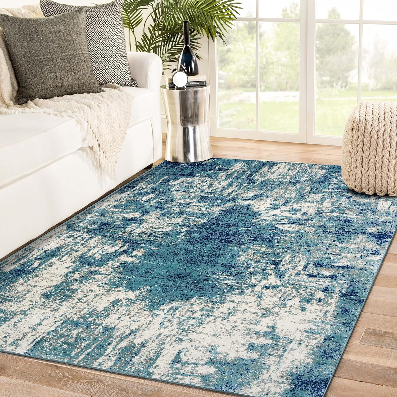 LUXE WEAVERS Modern Abstract Area Rug, Light Blue 5x7