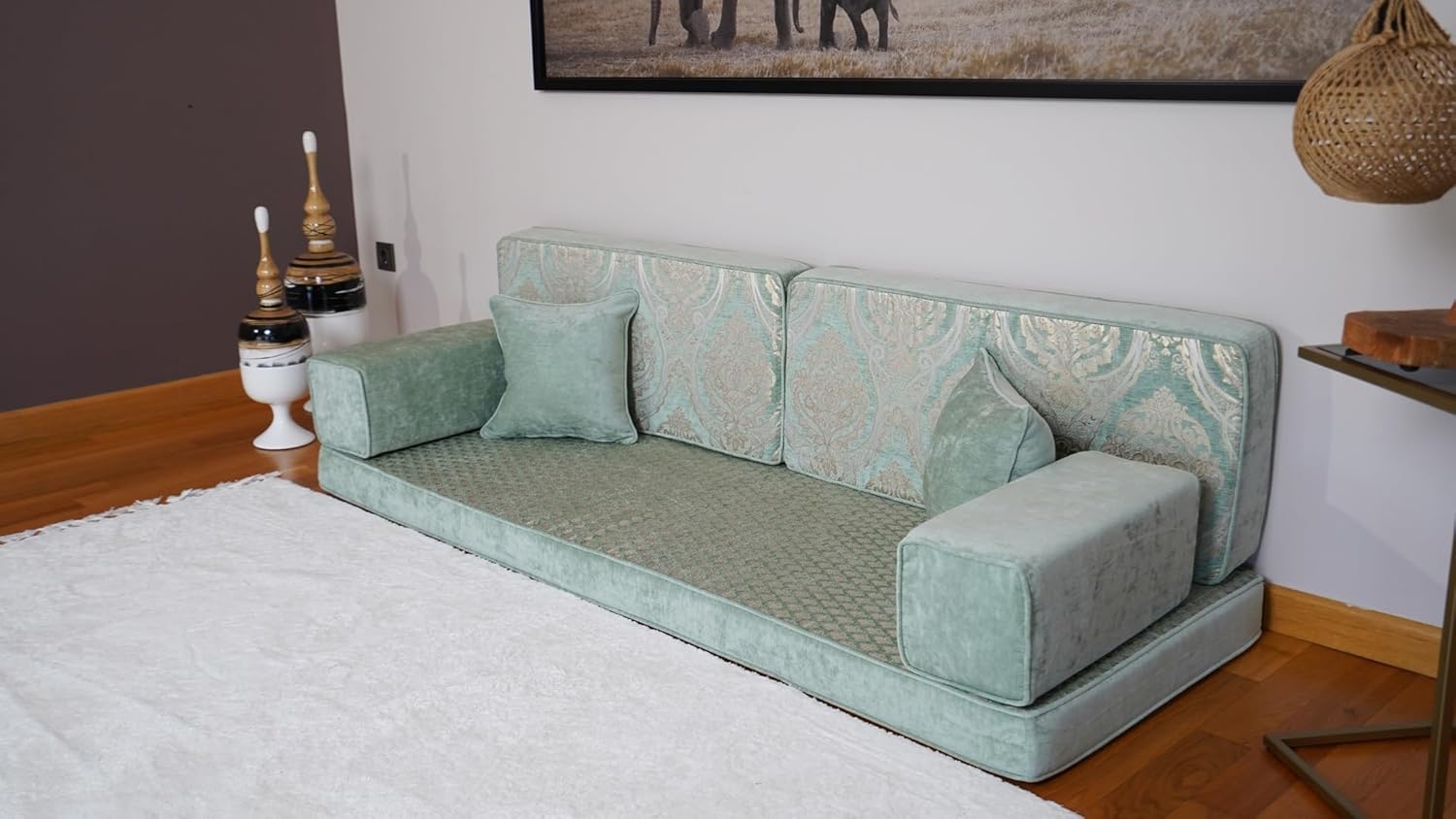 Arabic Diwan Sofa, Floor Cushions, Sofa Set Living Room, Arabic Couch, Floor Pillow, Arabic Sofa, Corner Sofa, Majlis Sofa (4'' Thickness Sofa, Sofa Only, Royal Red)