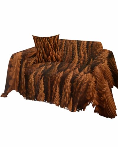 Pine Tree Black Gray Sofa Cover Couch Covers for 3-4 Cushion Couch Throw Couch Cover with Tassel Soft Sofa Slipcover Summer Forest Texture Couch Furniture Protector for Dog Pet 71