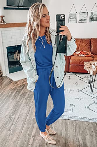 PRETTYGARDEN Women's Two Piece Outfit Short Sleeve Pullover with Drawstring Long Pants Tracksuit Jogger Set