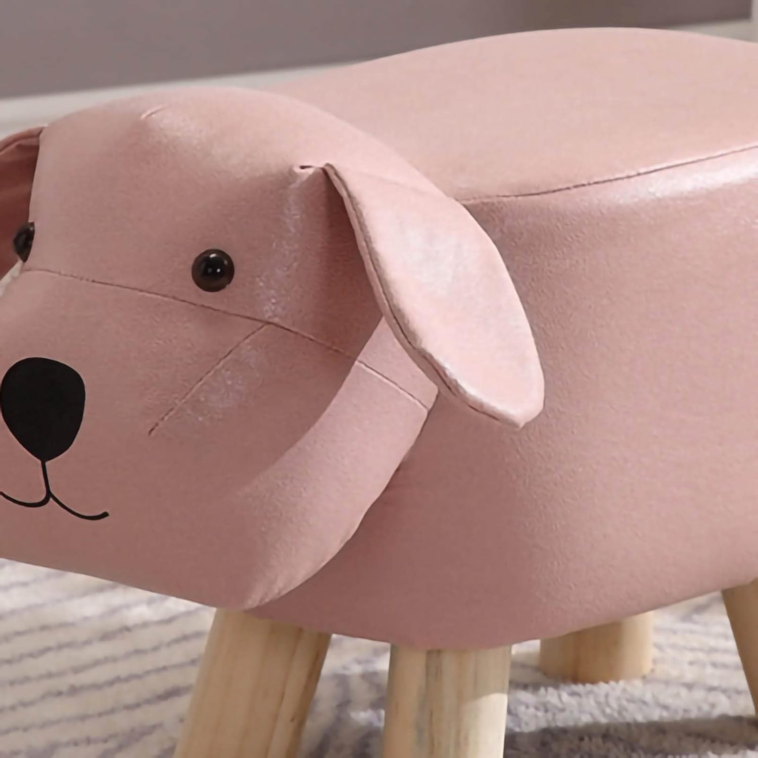 SASKATE Cute Cartoon Children Stool, Small Dog Shape Stool, Portable Children Wooden Low Stools for Home Kindergarten ()