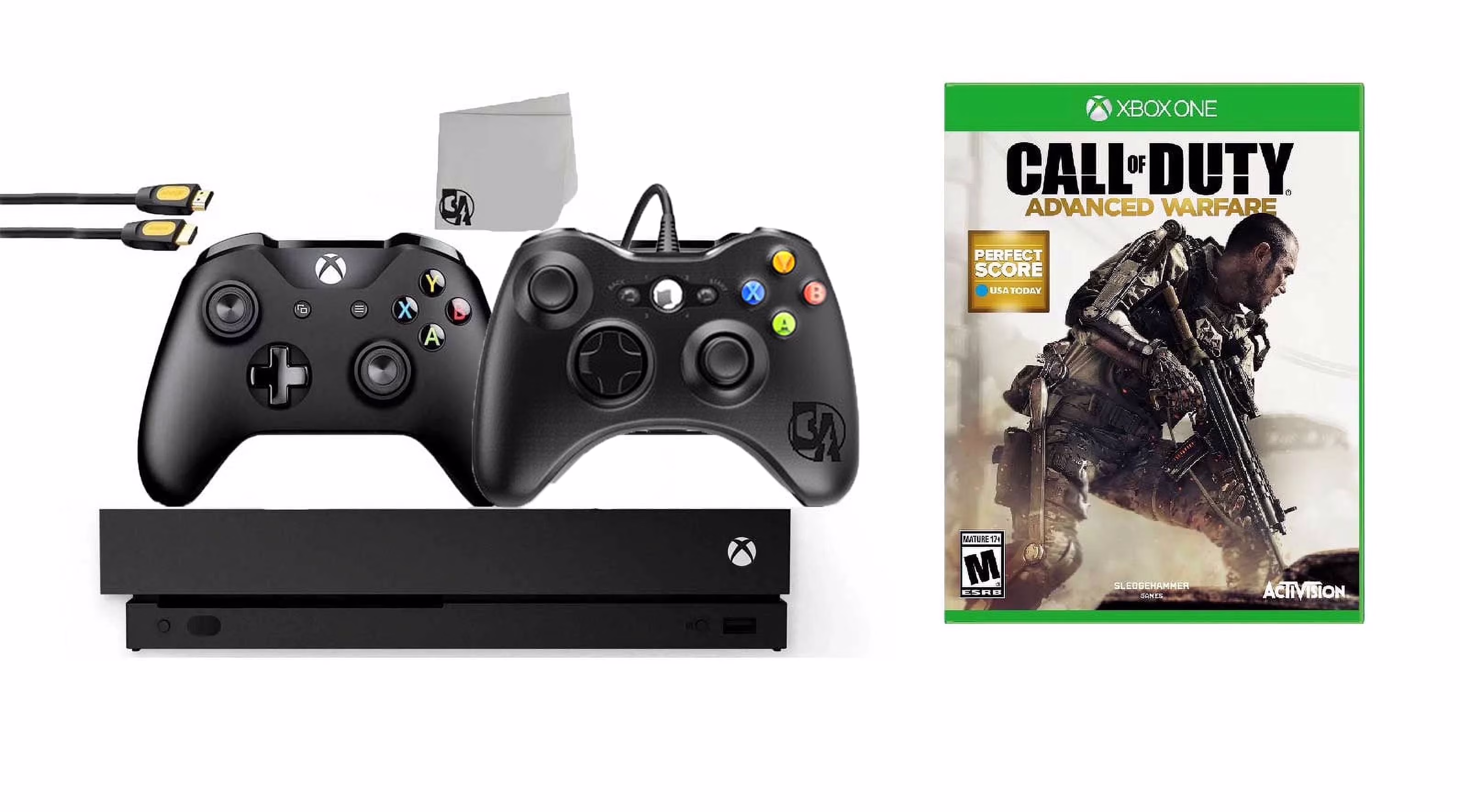 Restored Microsoft Xbox One X 1TB Gaming Console Black with 2 Controller Included with Call of Duty- Advanced Warfare BOLT AXTION Bundle (Refurbished)