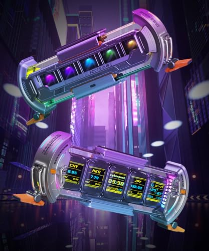 Divoom Times Gate Cyberpunk RGB Gaming Desk Accessories - IPS Monitor Pixel DIY for PC Game Setups, Decor for Gaming Rooms, Desks (Silvery)