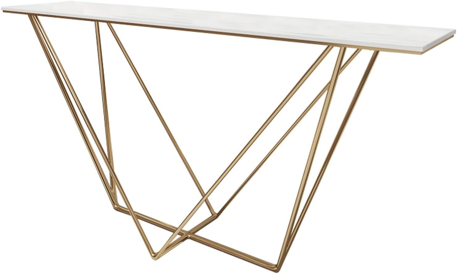 Console Table for Entryway | Contemporary Accent Table | Narrow Sofa Entryway Table with Gold Decor | Wood Entryway Table for Living Room, Hallway, Foyer