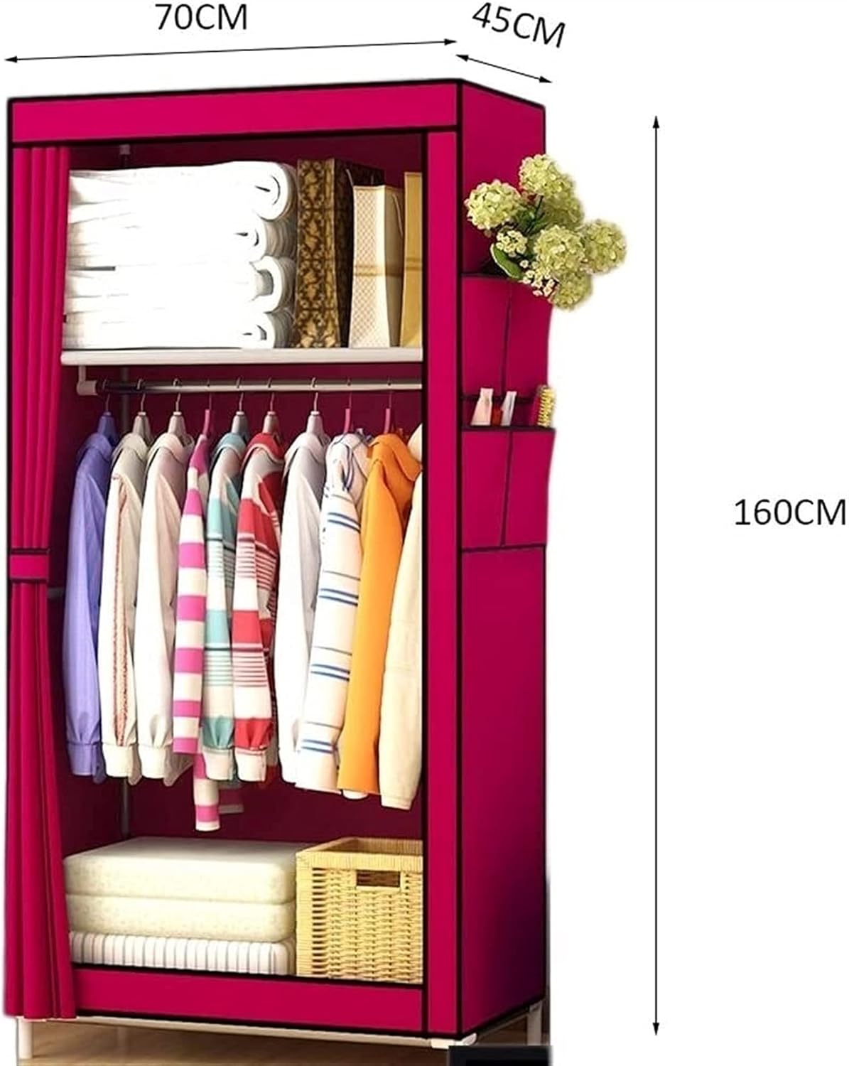 Portable Closets Cloth WardrobePortable Wardrobe Cloth Wardrobe Wardrobe Bedroom Cloth Single Simple Assembly Small Dormitory Dormitory Room Student Home Storage Storage Curtain Closet,B Portable Clot