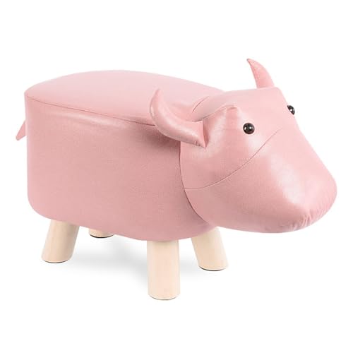 Entryway Bench, Creativity Animal Shape Ottoman End of Bed, Faux Leather Padded Footstool Foot Rest Seat for Living Room, Bedroom, Foyer, Mudroom, Hallway, Khaki