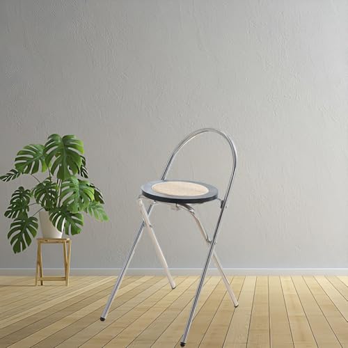 20inch Wooden Folding Bar Stool, Kitchen Breakfast Wooden Foldable Chair, Adult Use Round Portable Chair Metal Stool for Outdoor, Shop, Cafe(Brown)