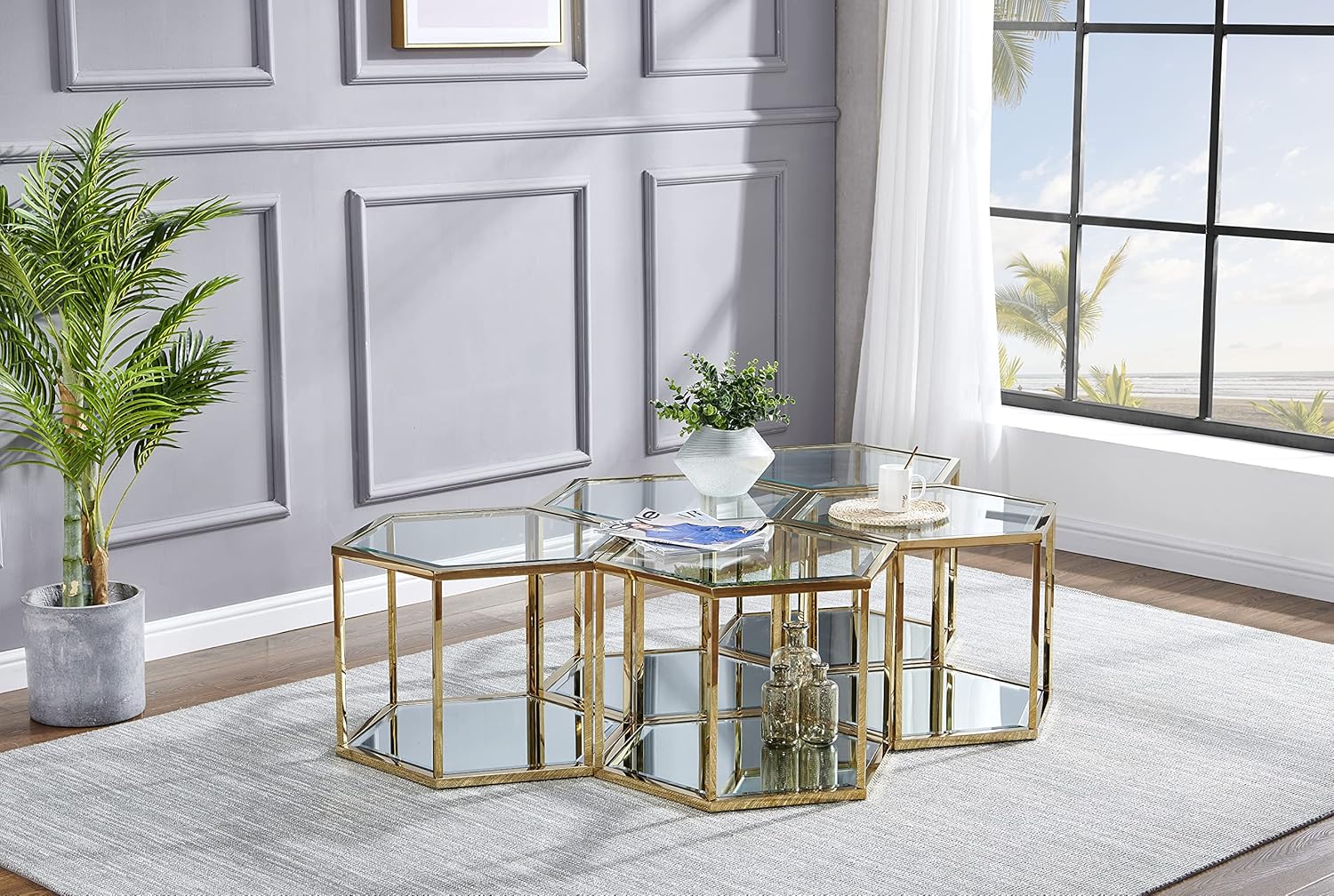 Best Master Furniture H209GC Coffee Table, Gold