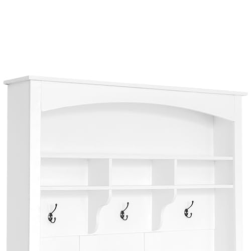 NicBex Contemporary Hallway Hall Tree with Metal Hooks and Storage Space, Multi-Functional Entryway Coat Rack with Shoe Cubbies Cabinet Organizer from The Tree Furniture, Black