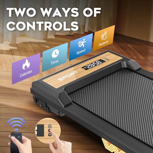 FUNRAY Walking Pad Treadmill - Under Desk Treadmill with 265LBS Weight Capacity, 2 in 1 Portable Walking Treadmill for Home/Office with Two Ways of Control, Compact Treadmill for Walking/Running