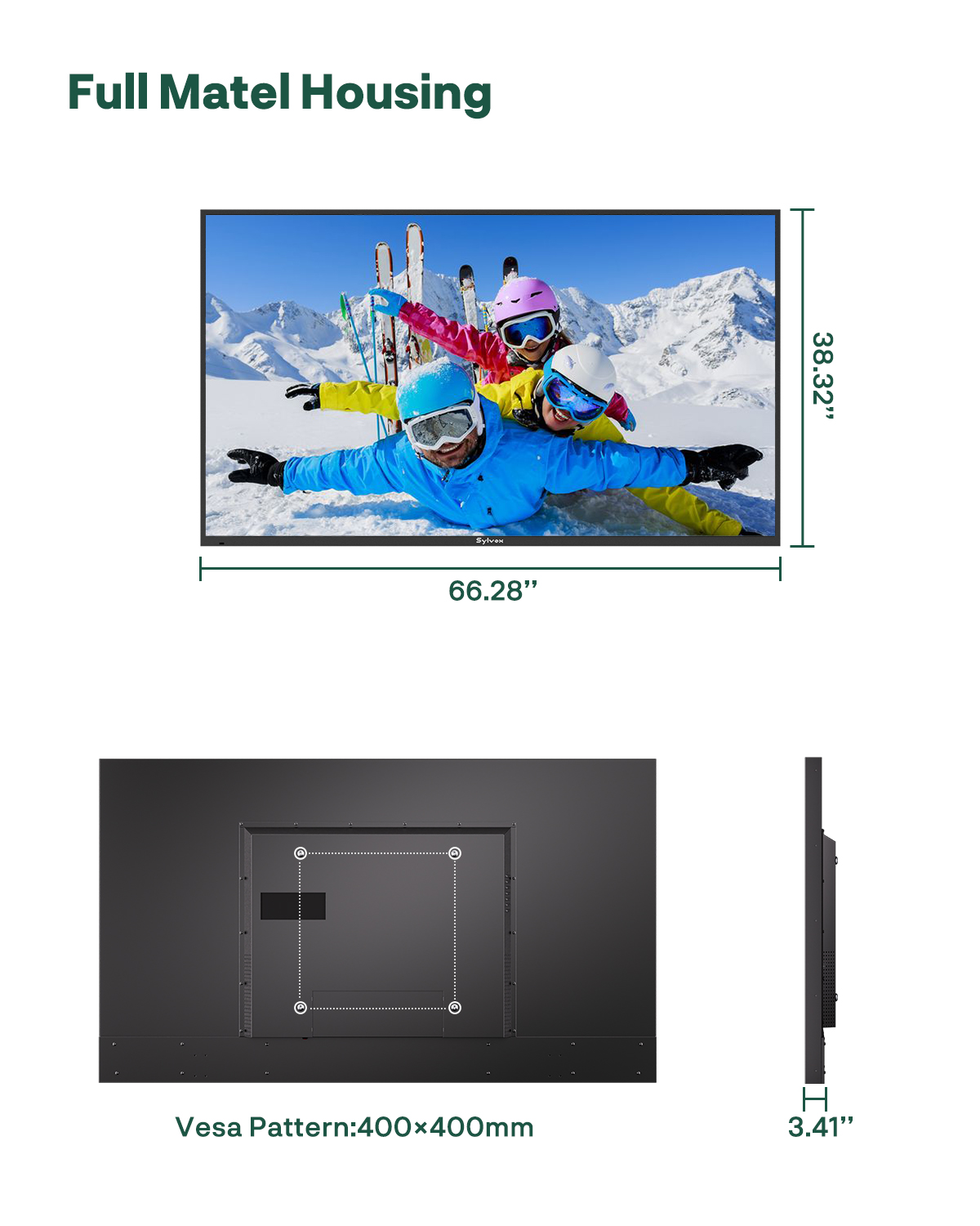SYLVOX 75-Inch Outdoor TV, 4K 120Hz Smart Google TV with Dolby Vision, Dobly Atmos, IP55 Waterproof, 1000nits Brightness TV for Partial Sun Area (Gaming, Latest Model)