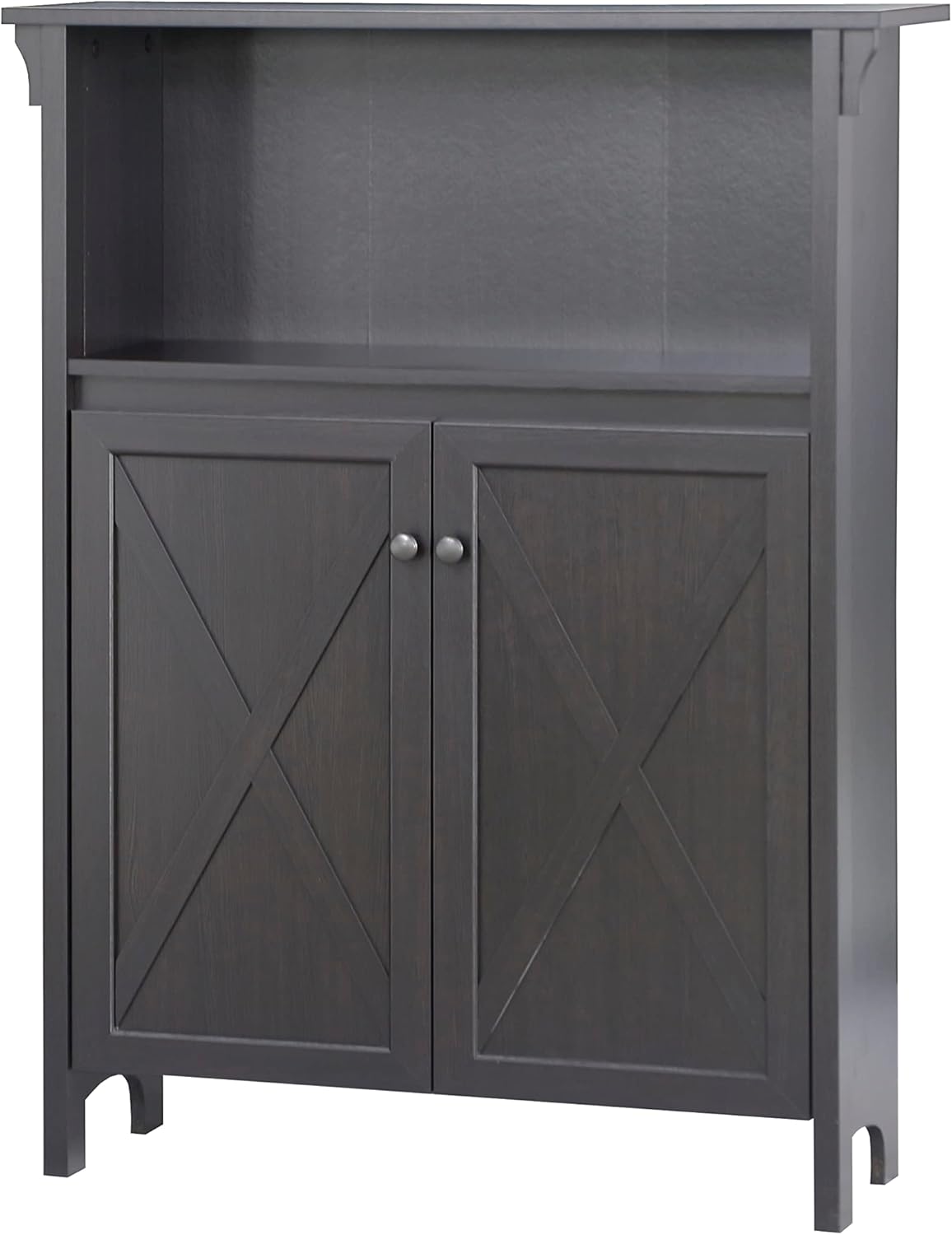 Hawksbury Open Shelf Farmhouse Wood Storage Cabinet in Espresso