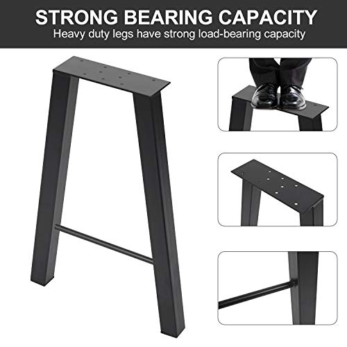 forimo 16inch Set of 2 Industrial Rustic Type Steel Table Legs 16”x11” Dining Table Legs 16”Height 11”Wide Metal Iron Chair Bench Coffee Table Legs Baking Finish