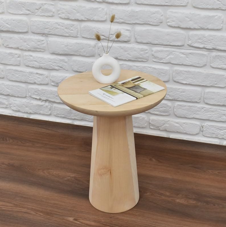Coffee table in wood modern style, Side table, living room decoration, Plant Stand, tea table, housewarming gift, Mushroom end table (H: 16