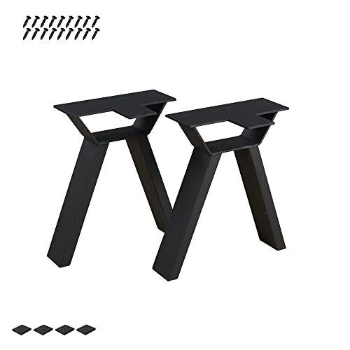 Heavy Duty Metal Furniture Table Legs with Screws, π-Type Black DIY Iron Legs 16 inch H, Industrial Square Tube Sturdy Legs for Bench Home Coffee Dinning Table, Office Desk Legs 2 Pcs