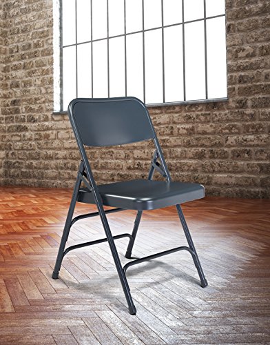 (4 Pack) NPS 300 Series Deluxe All-Steel Triple Brace Double Hinge Folding Chair, Grey
