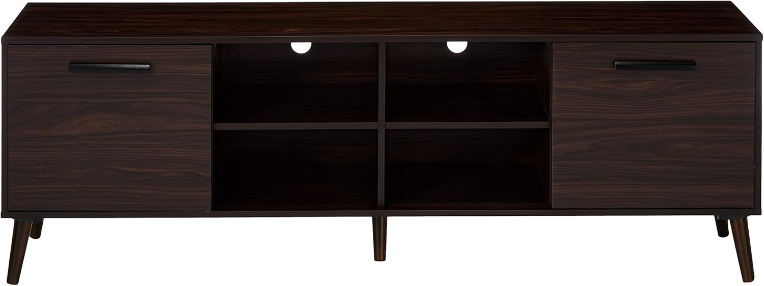Christopher Knight Home Dontae Mid-Century Modern Faux Wood Overlay TV Stand, Dark Walnut
