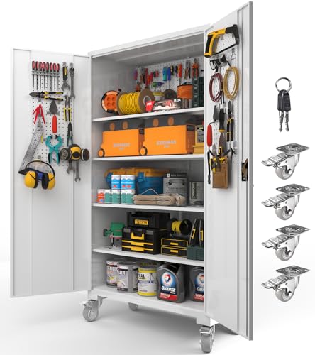 Corner Storage Cabinets Floor Corner Cabinet with Two Doors and Adjustable Shelves, Metal Storage Cabinet Corner Shelf for Hallway, Bathroom, Kitchen