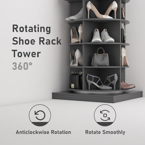 Rotating Shoe Rack Tower,7-Tire Rotating Shoe Rack Tower 360°,Spinning Shoe Rack Organizer Fits 28 Pairs of Shoes,Easy Assembly, Space-Saving Revolving Shoe Cabinet for Entryway,White